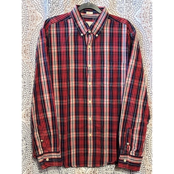 J. Crew Mens Plaid Long Sleeve Button-Down Shirt Size L - Picture 2 of 11